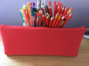 All of her new gel pens and pencils.